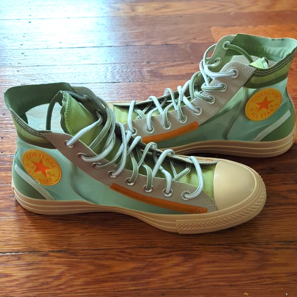 Converse All-Star Men's High Top Rare Sneakers Size 9  Tan, Mint Green & Orange - Picture 4 of 6